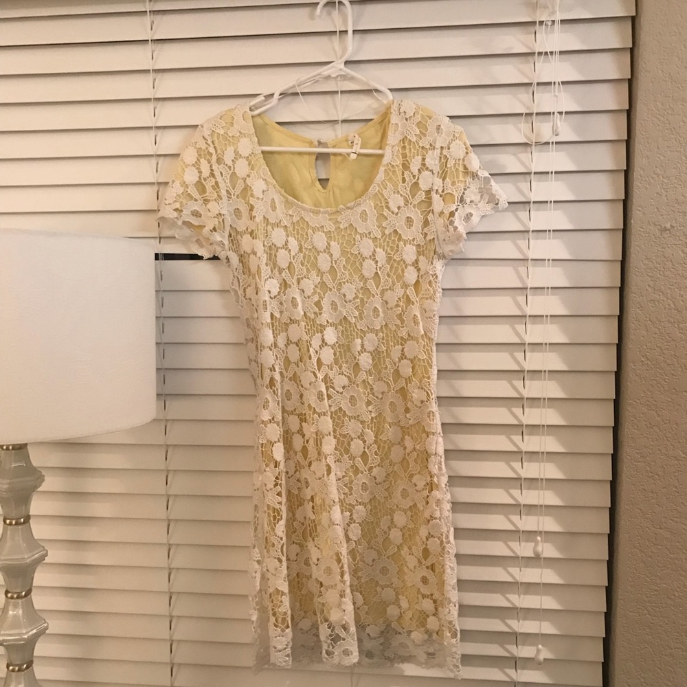 Yellow floral lace dress
